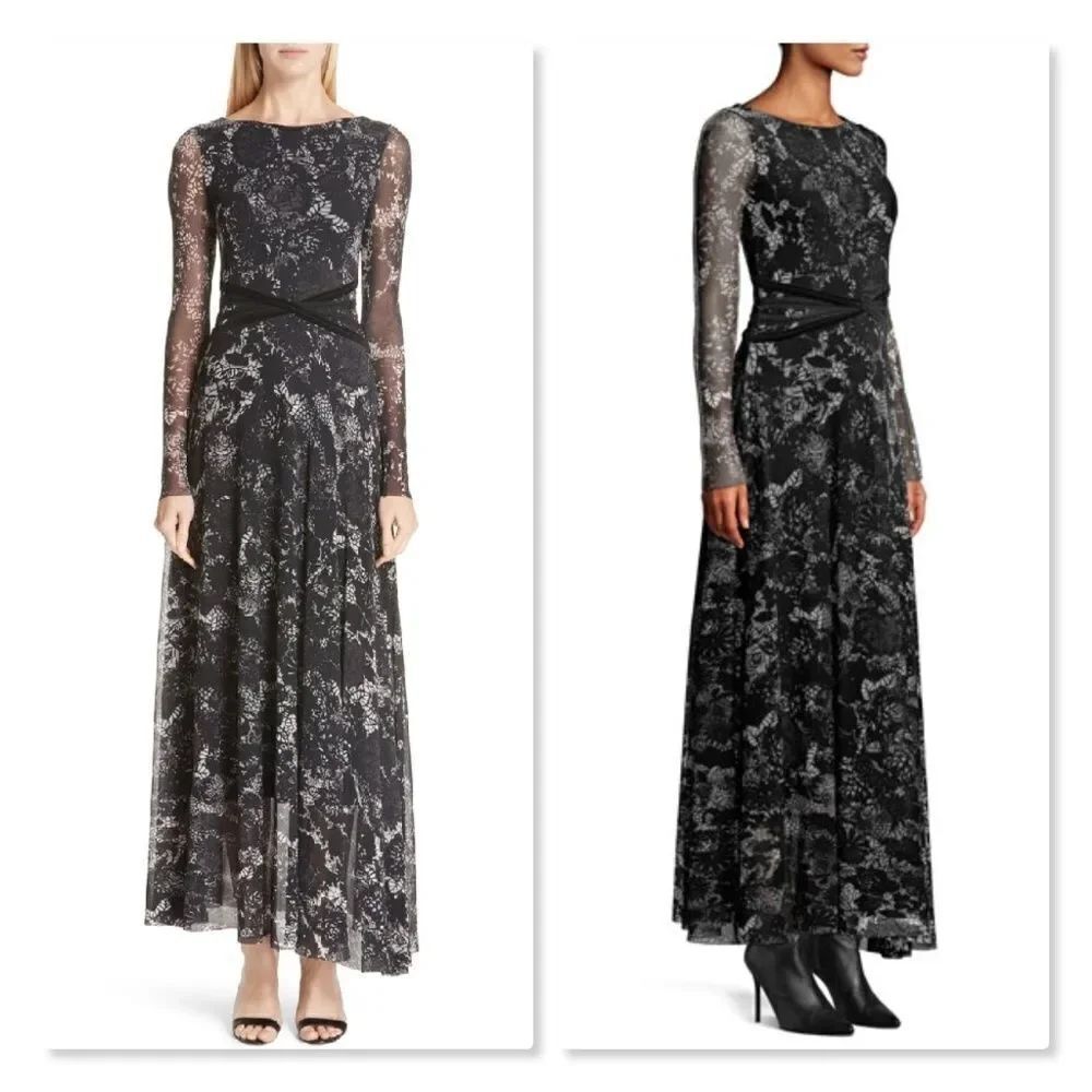Fuzzi Floral Lace Wrap Waist Maxi Dress sz Small